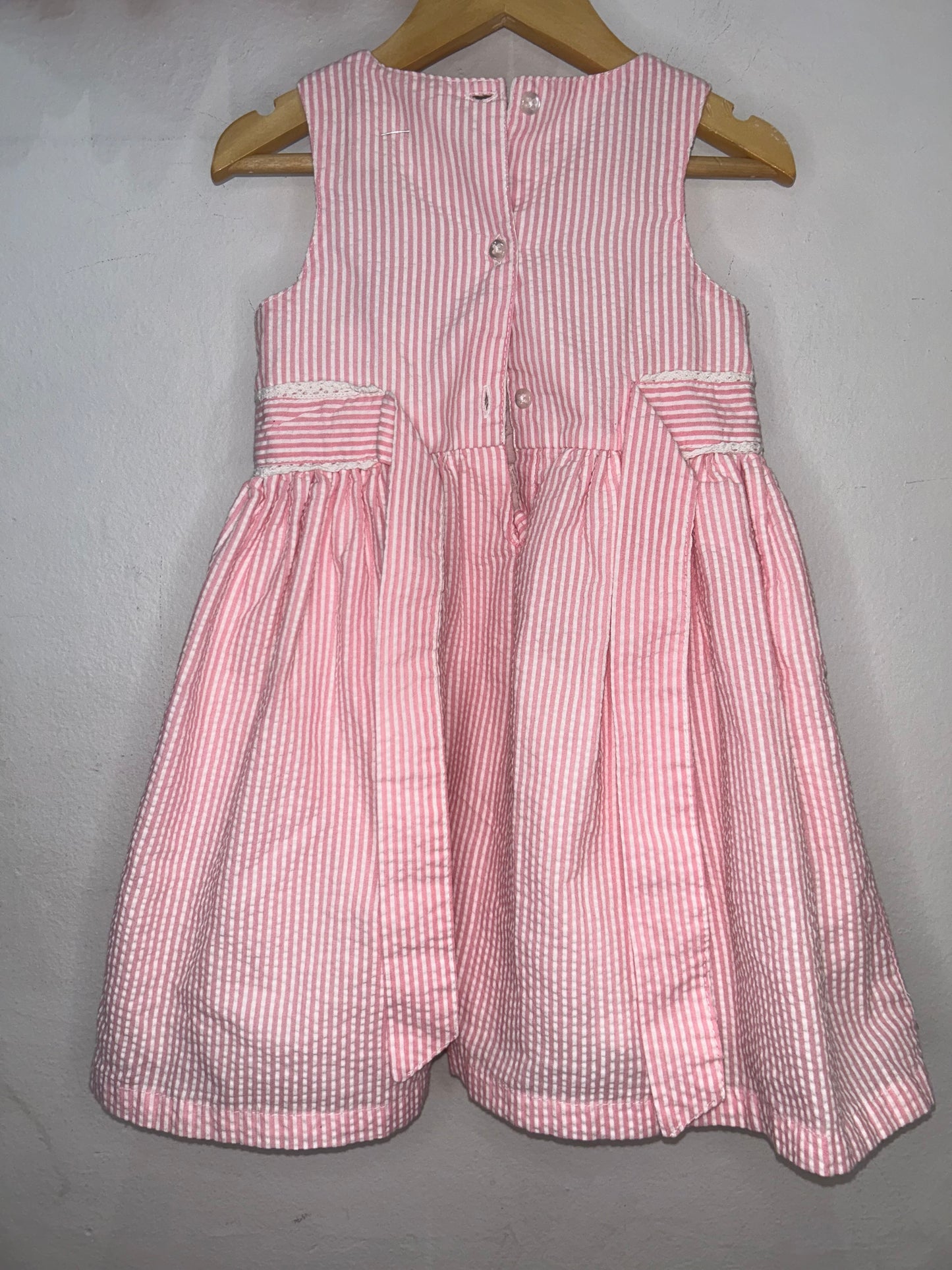 Pink White Striped Dress 18-24m
