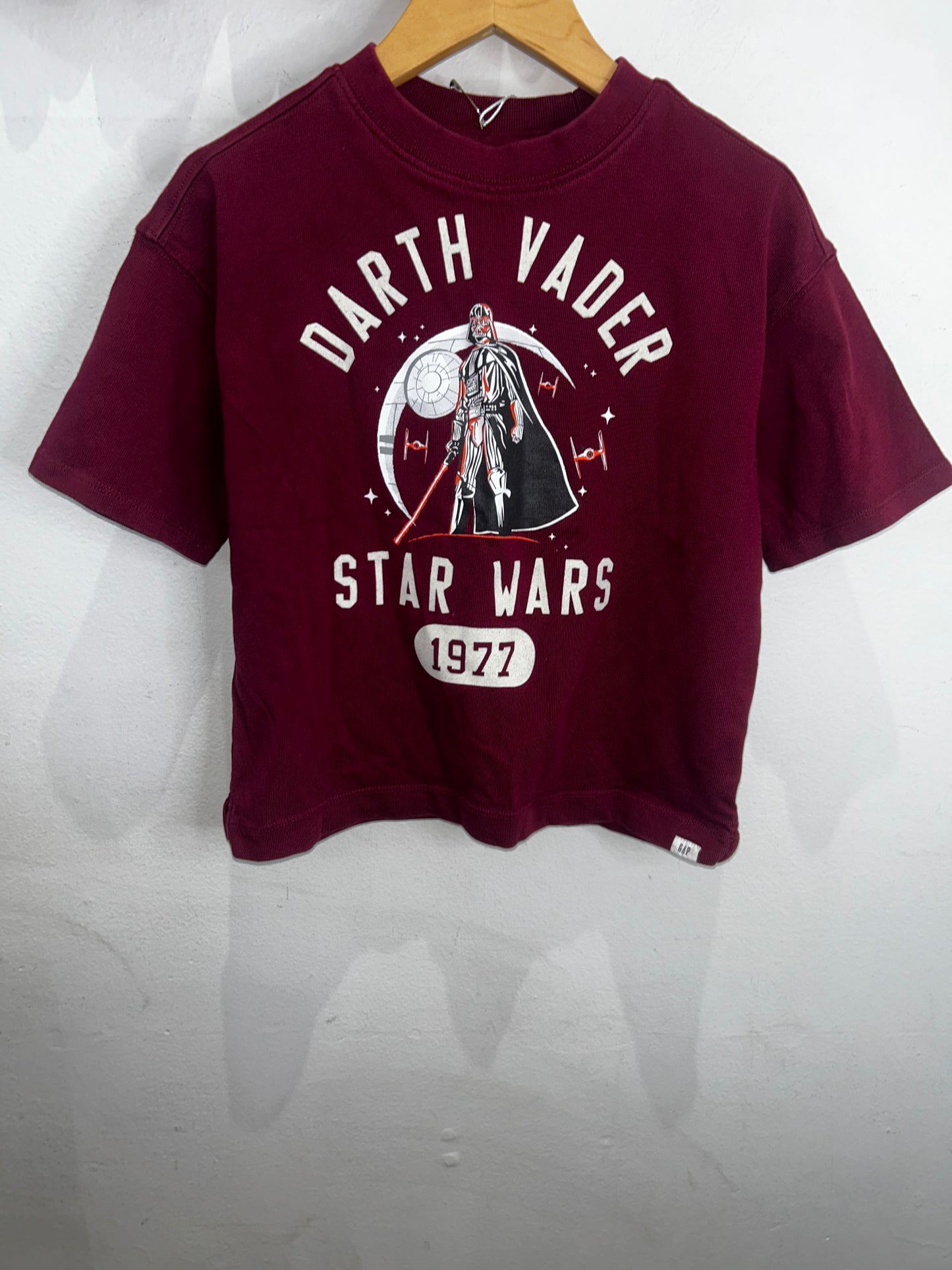 Maroon Darth Vader thick tee 5-6y