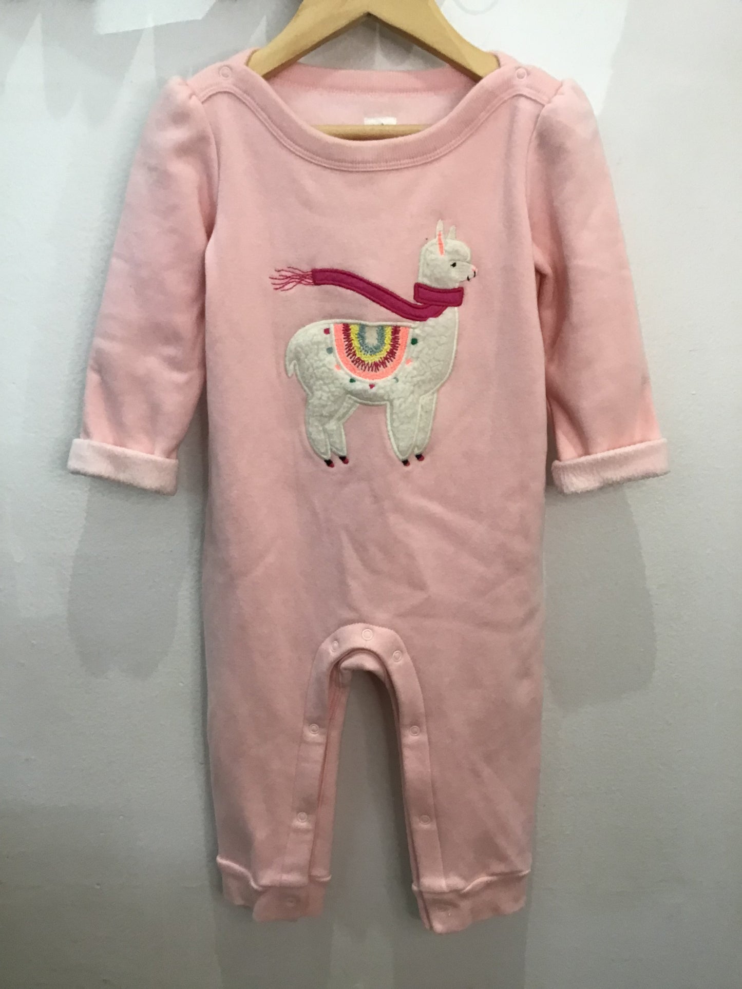 Romper llama fleece-lined 12-18m