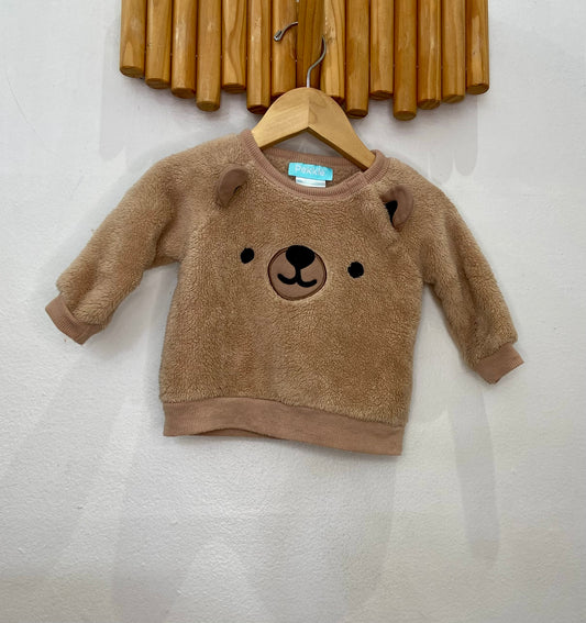 Brown furry bear pullover 6m