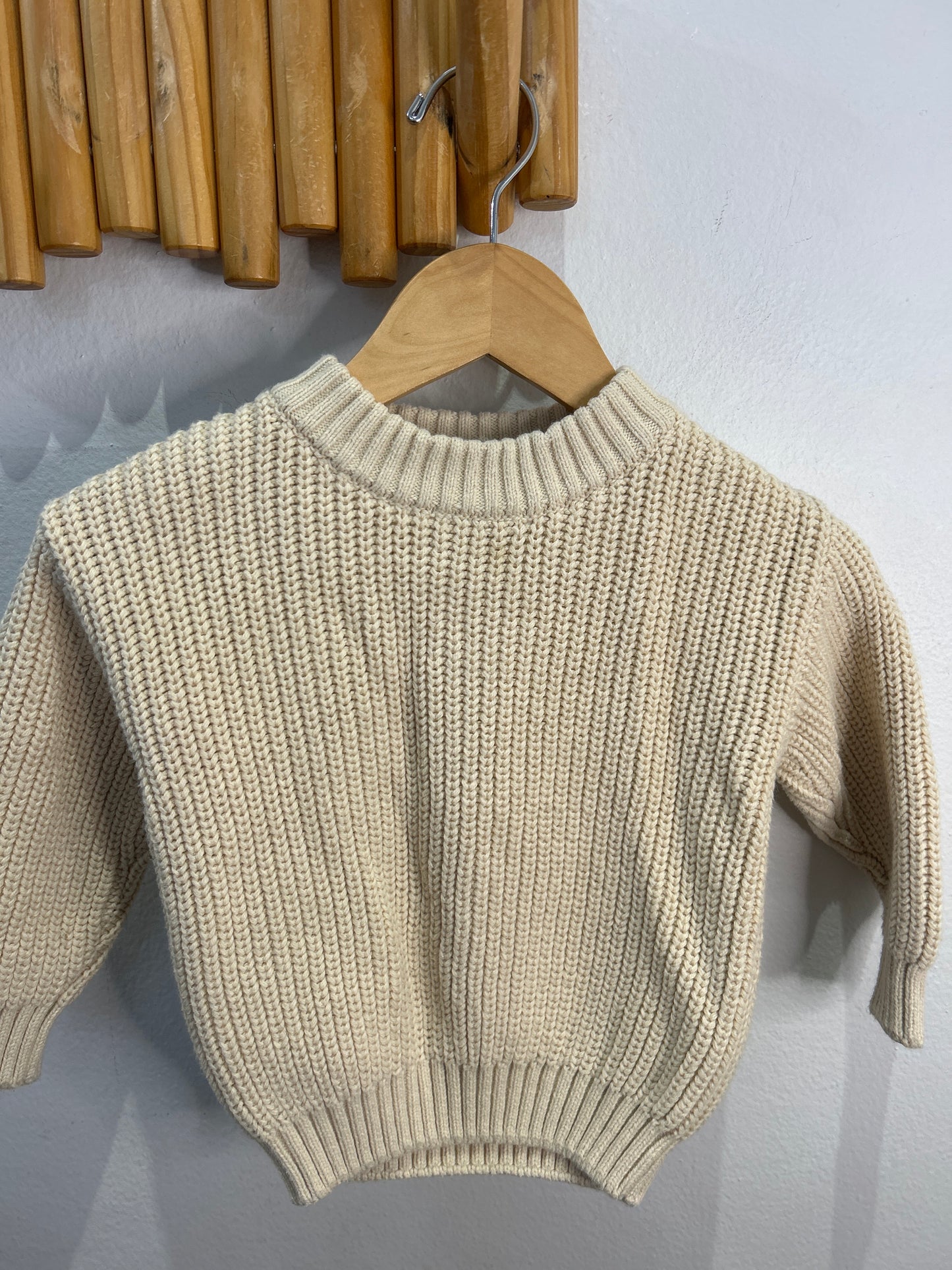 Cream round collar sweater 18m