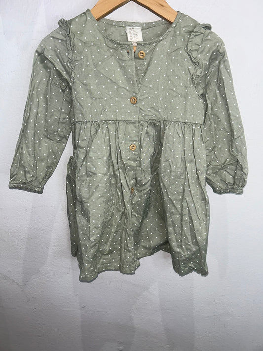 Light geen dots dress 12-18m