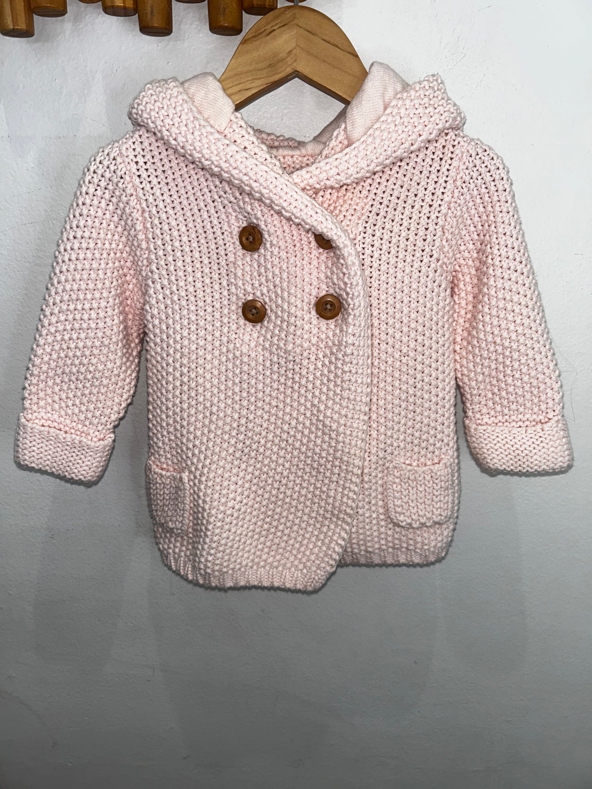 Pink double breasted cardigan 6-12m