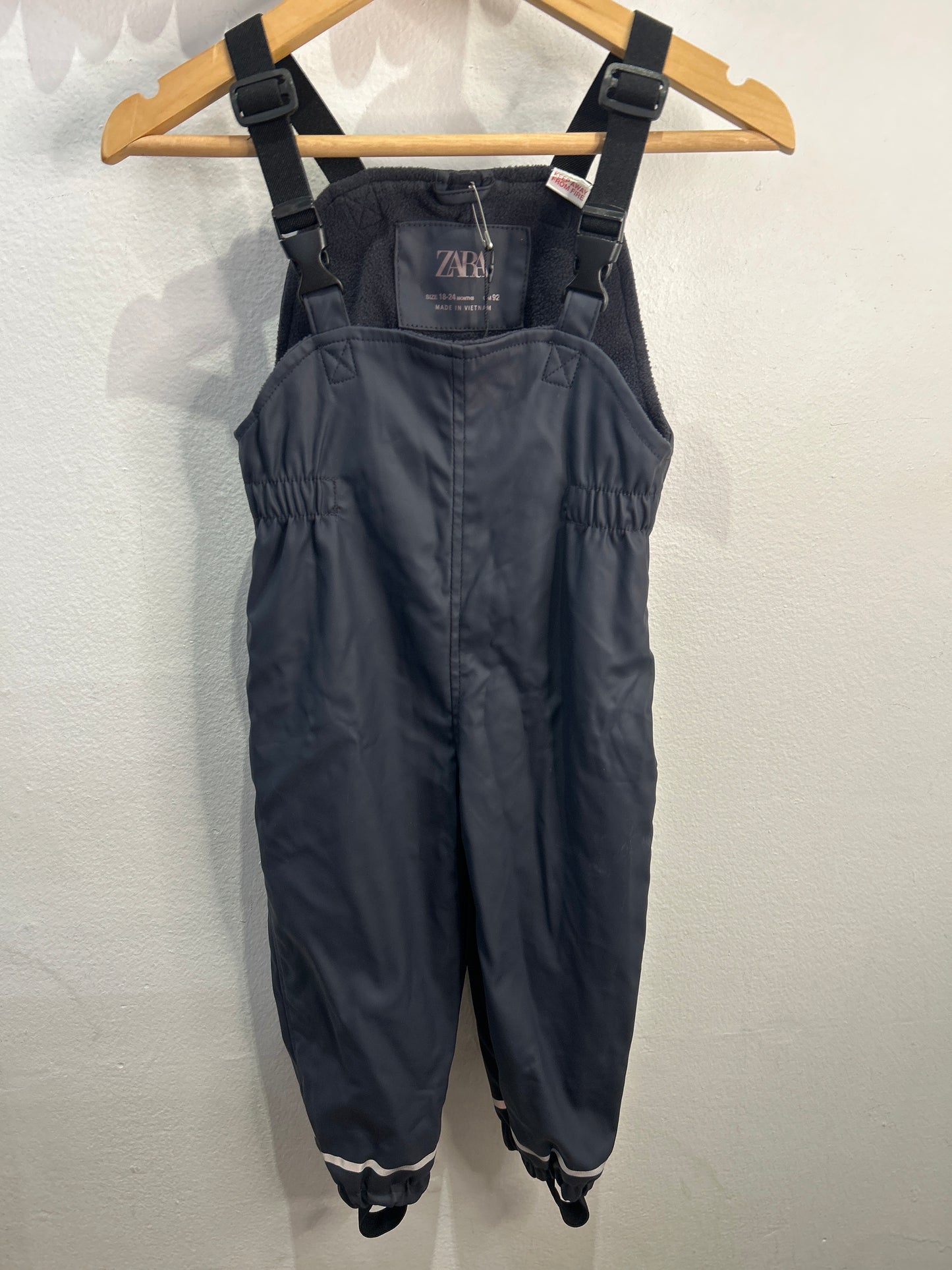 Fleece lined navy rain romper 18-24m