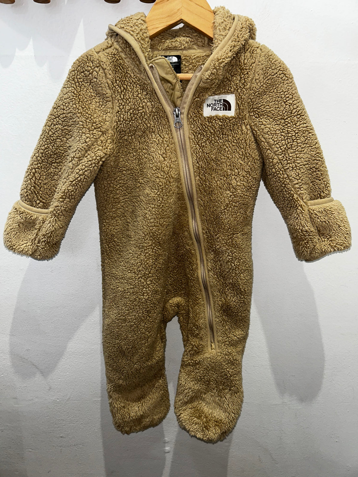 The North Face brown bunting suit 6-12m