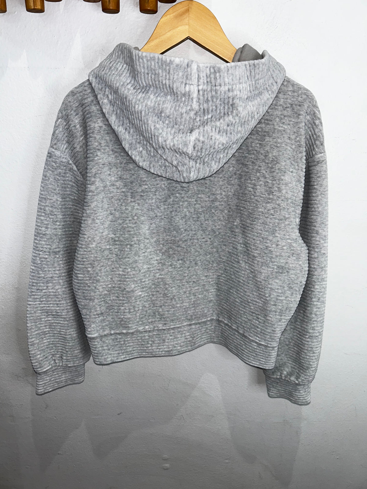 Grey texture boxy hoodie 8-9y