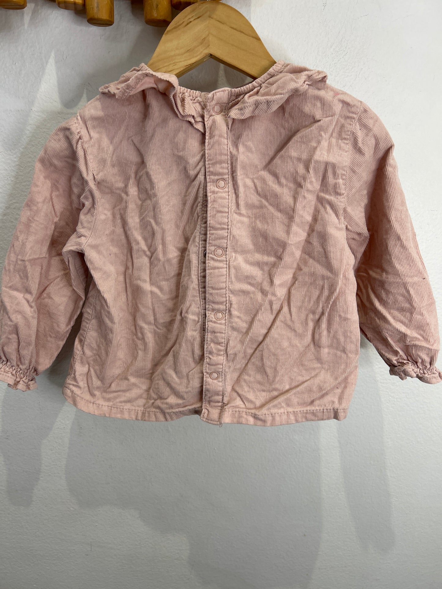 Pink cord collared blouse 12-18m