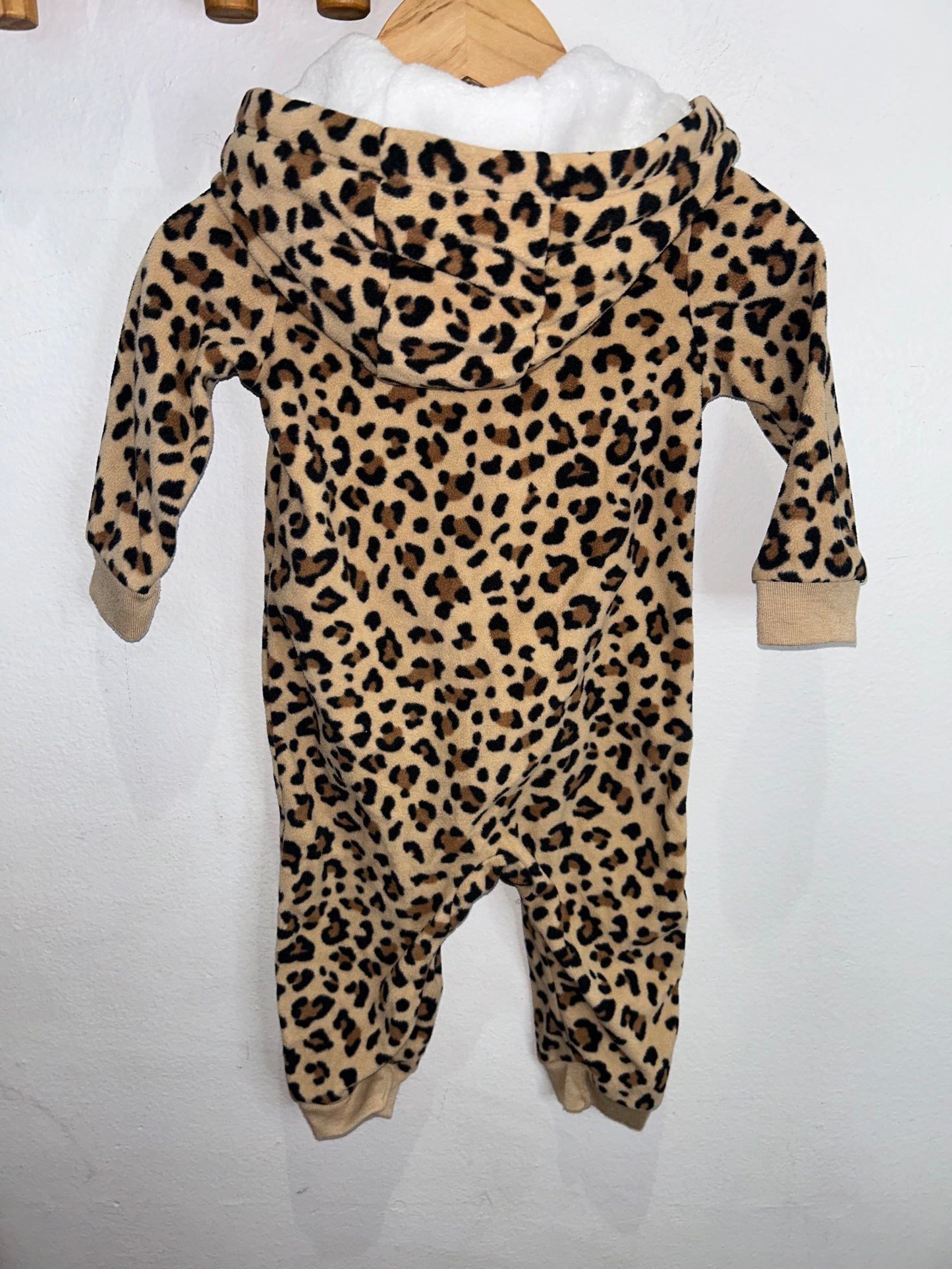 Cheetah fleece romper 6-12m