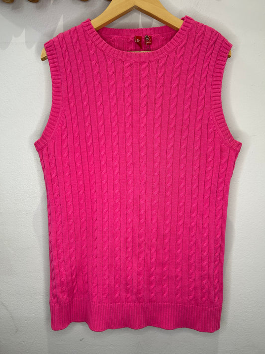Hot pink sweater vest - adult M