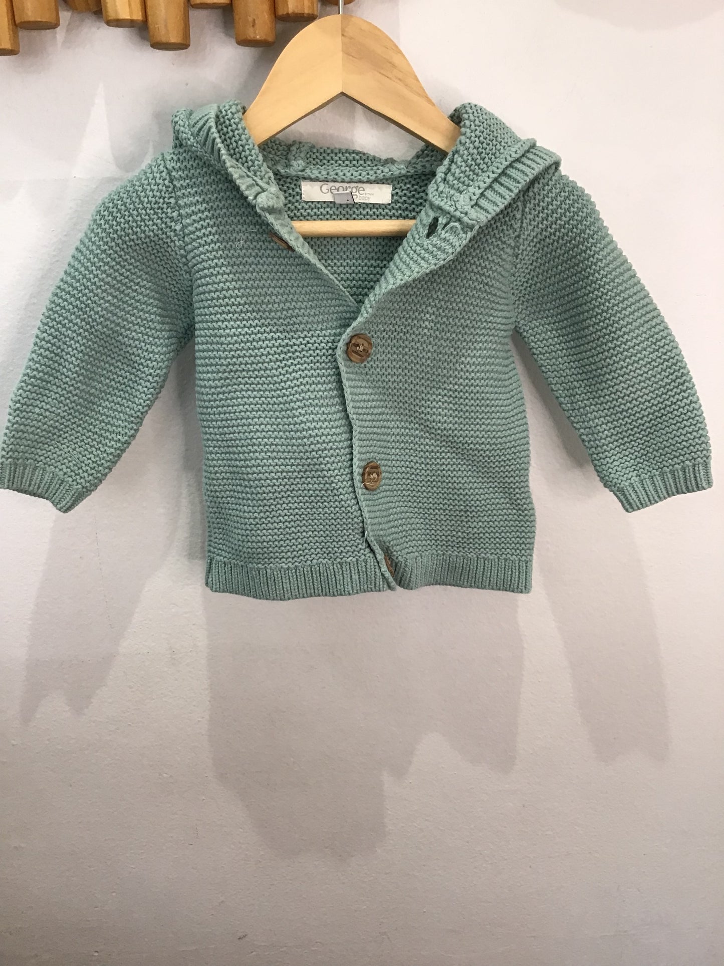 Teal square knit sweater 0-3m