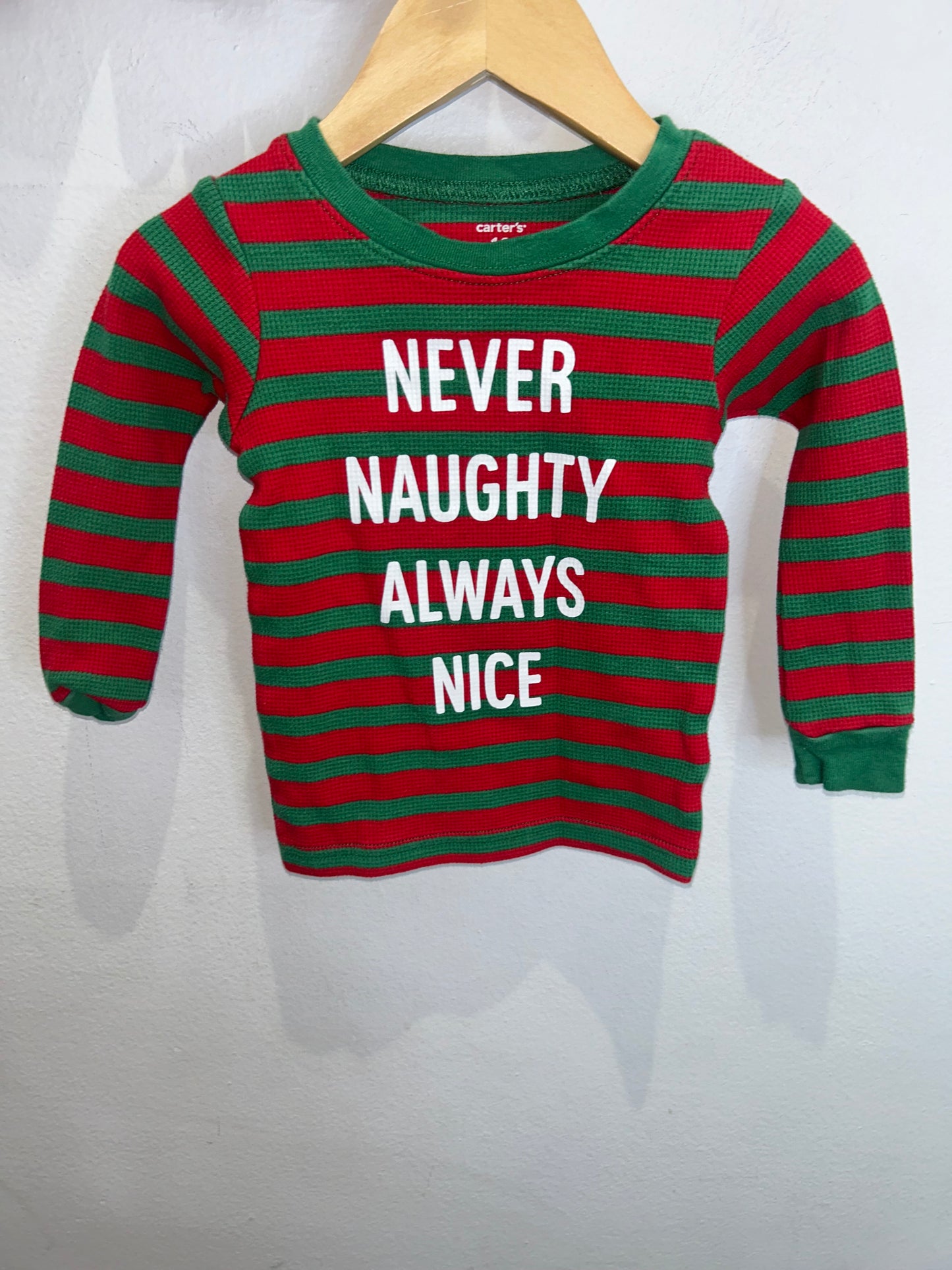 Red and green stripes waffle pyjamas 18m
