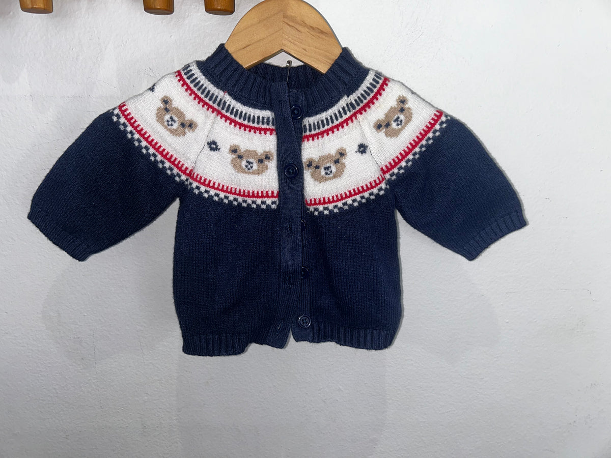 Winter teddy print sweater 1-3m