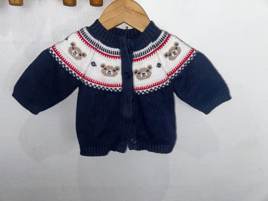 Winter teddy print sweater 1-3m