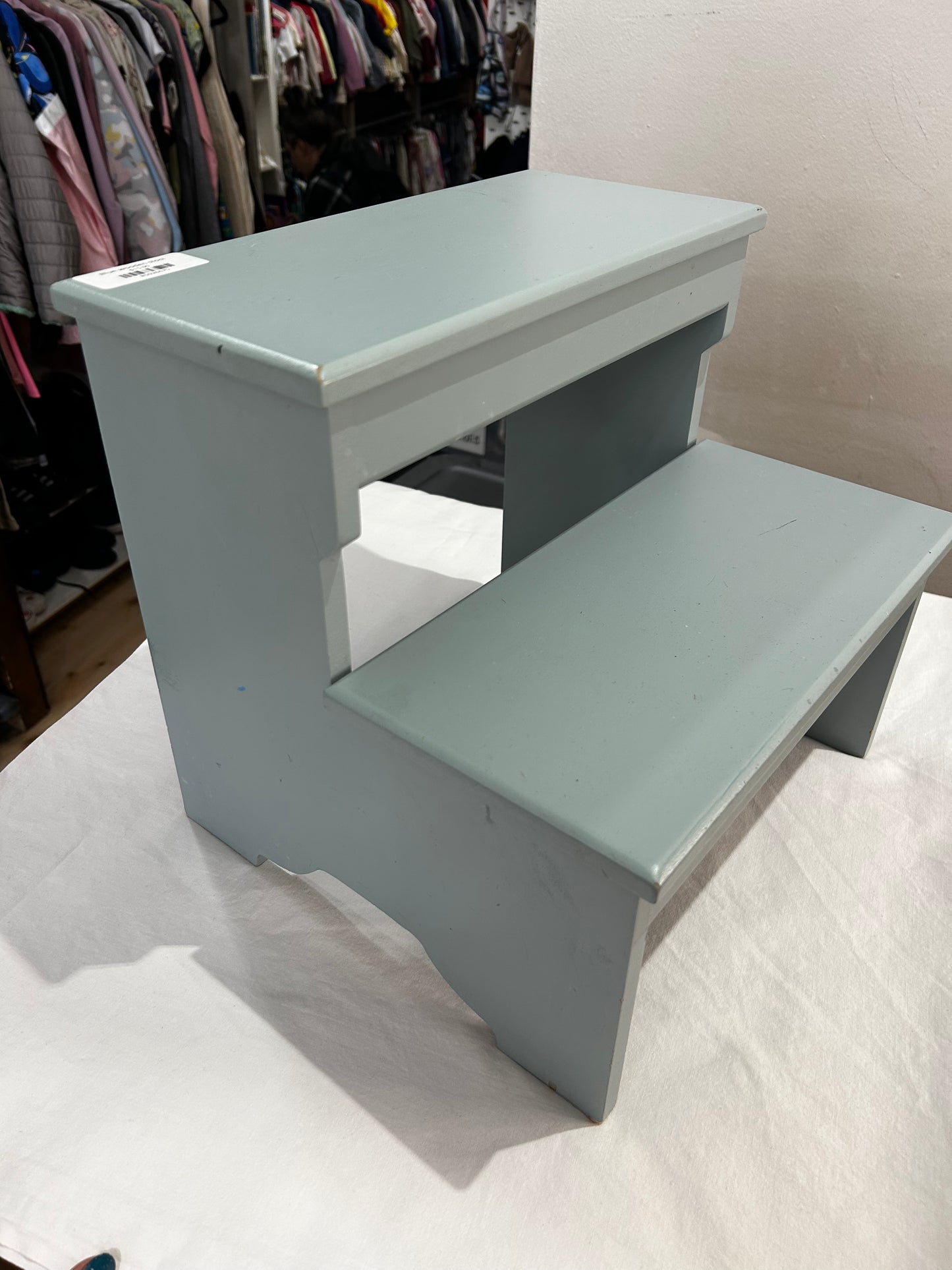 Blue wooden stool