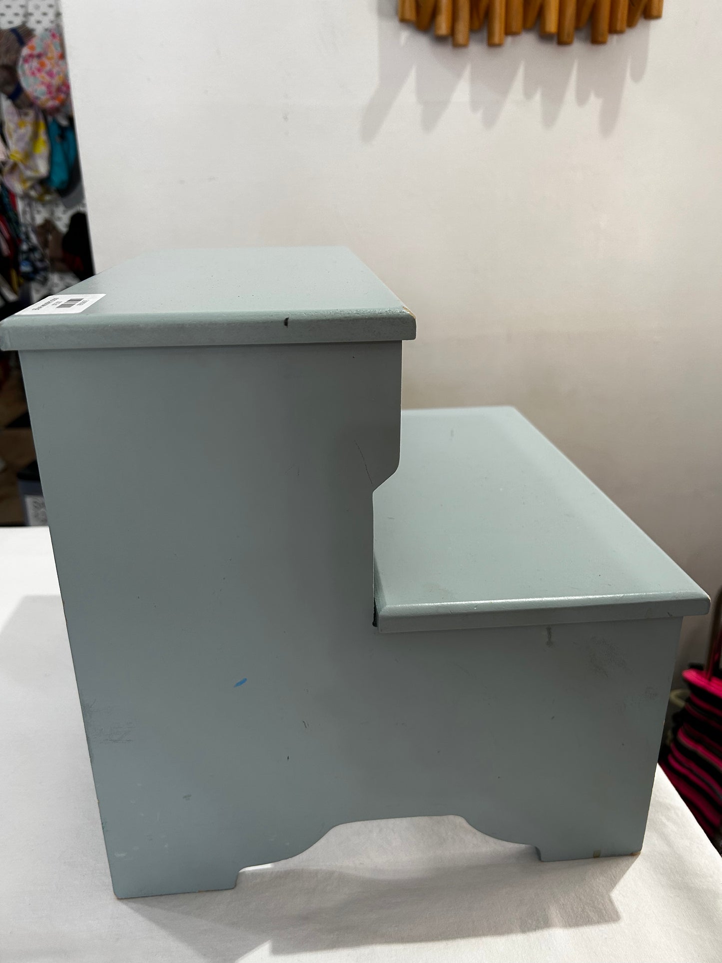 Blue wooden stool
