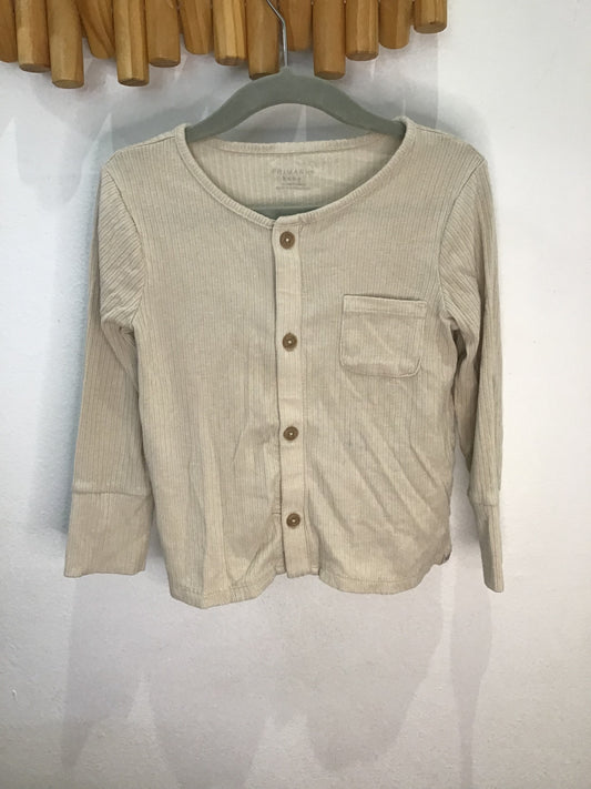 Cardigan ribbed cream cotton 12-18m