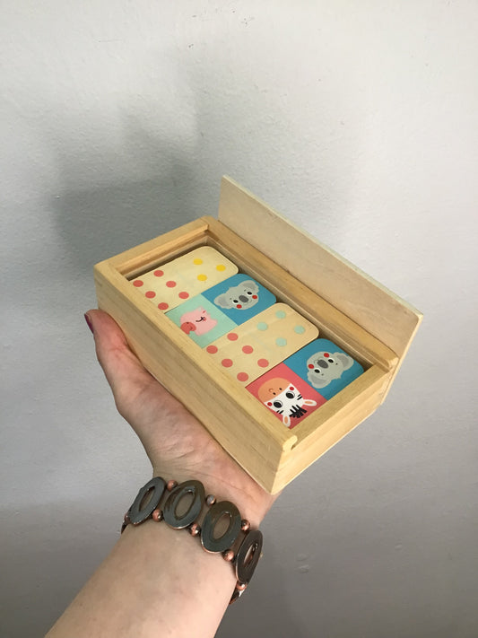 Wooden reversible dominoes set