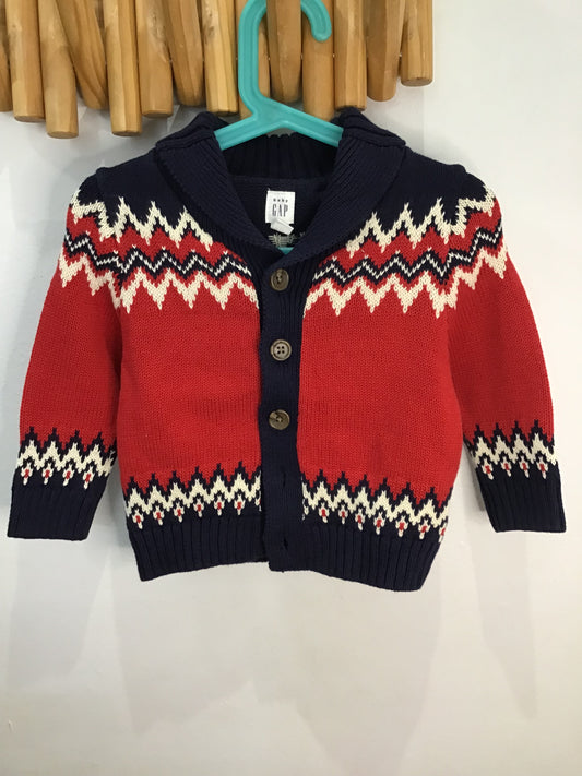 Red pattern knit cardigan 18-24m
