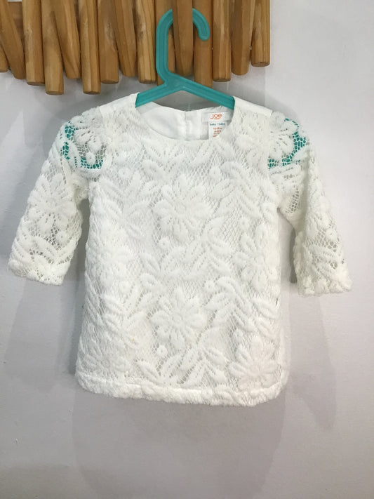 Dress white shift lace 12-18m