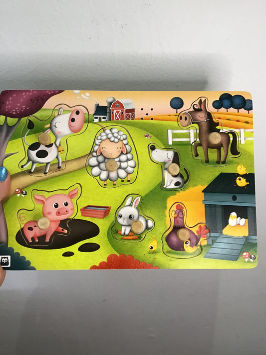 Farm animal sounds wooden puzzle