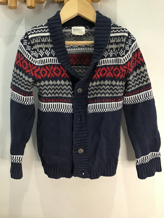 Sweater blue pattern cardi 4y