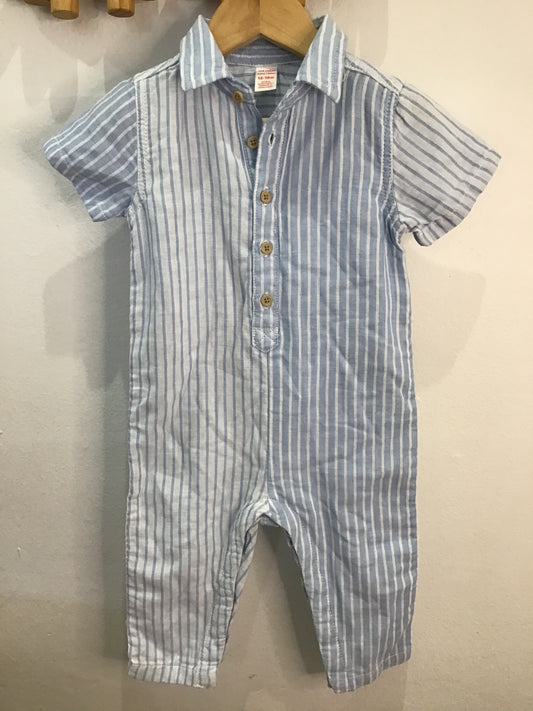 Seersucker romper w bowtie 12-18m NEW