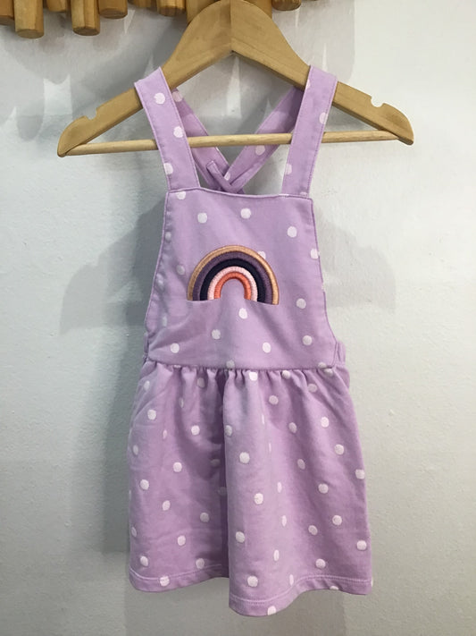 Romper pinafore purple rainbow 2y