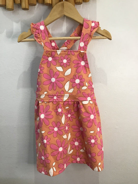 Romper pinafore pink flowers 24m