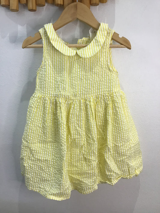 Dress  yellow seersucker 2-3y