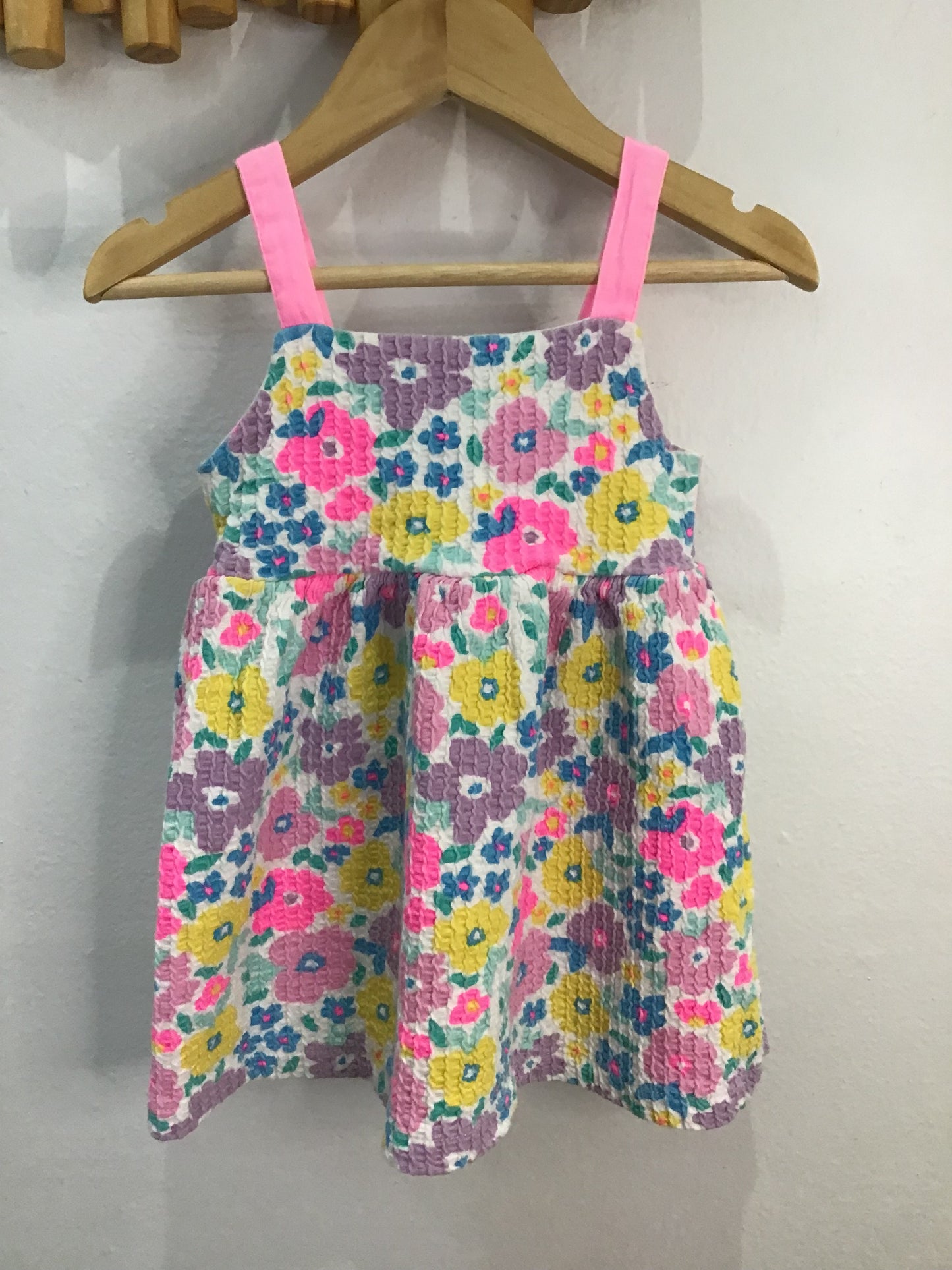 Dress textured bright floral 2y