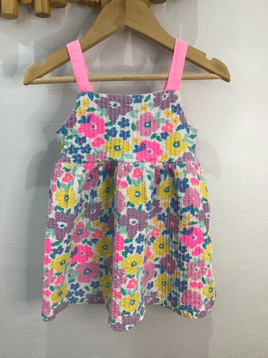 Dress textured bright floral 2y