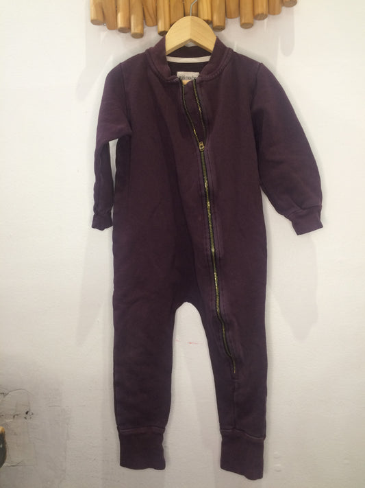 Minimioche eggplant plush romper 3-4y