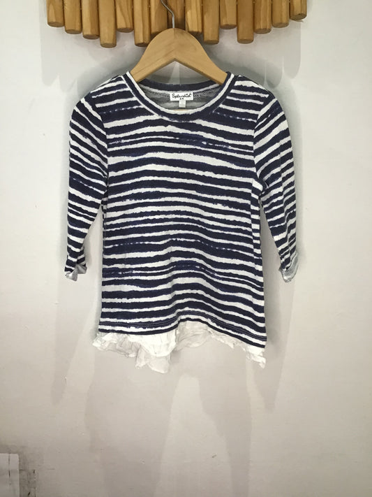 Tee knit blue stripes 4-5y