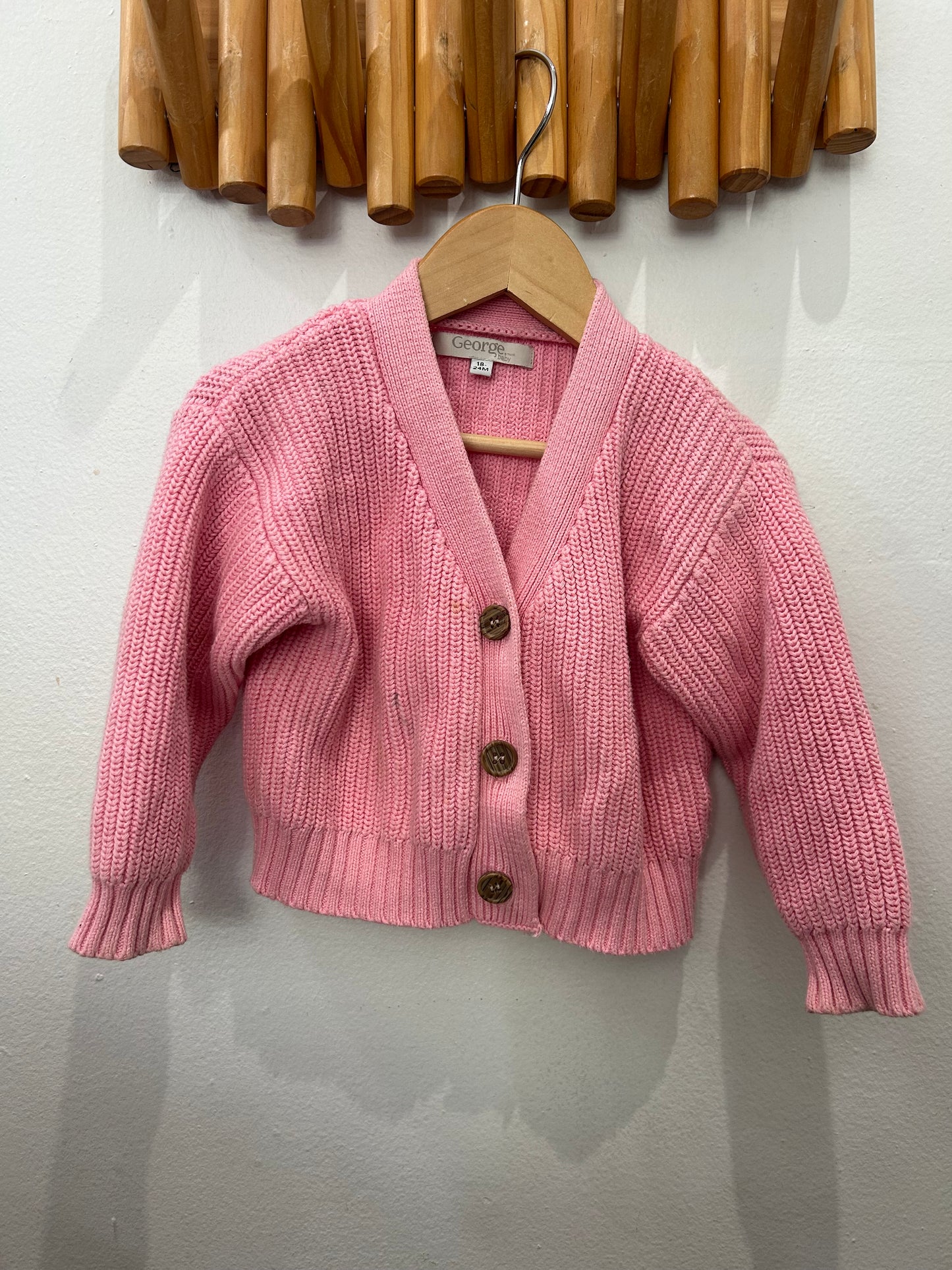 Sweater- pink knit cardi 18-24m