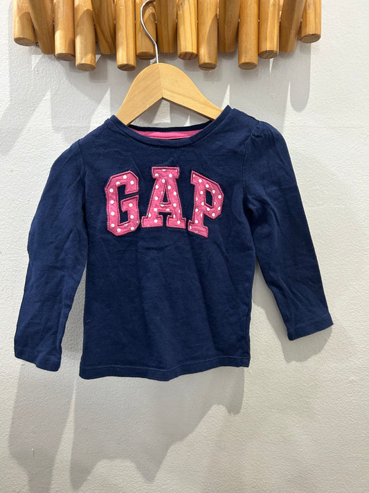 Tee- pink Gap dots longsleeve 2y