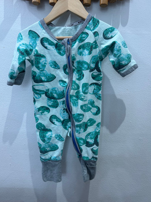 Romper green print 3-6m