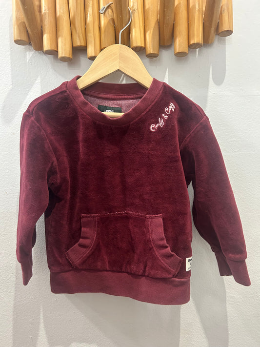 Sweater Roots maroon velour 2y