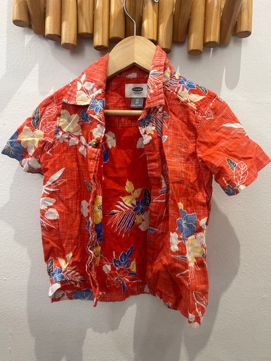 Shirt orange floral 2y