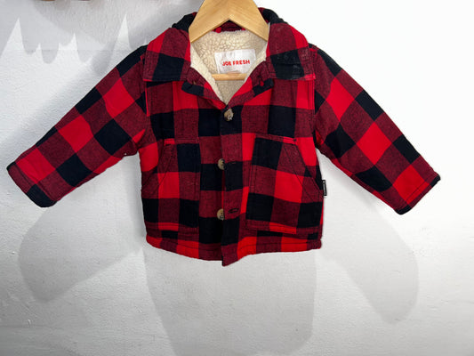 Red checkered shacket 6-12m