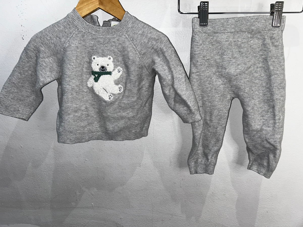 Grey sweater set with bear 9m