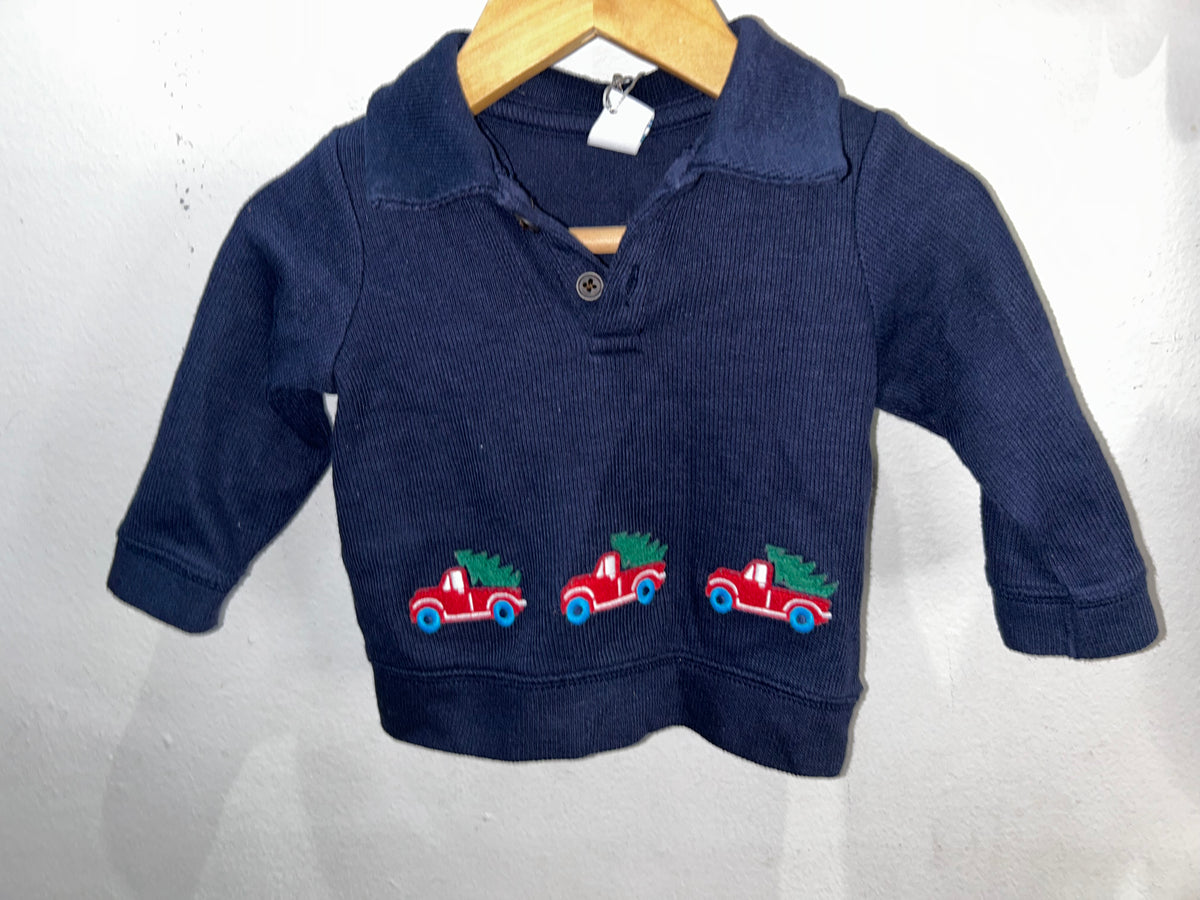 Navy set with Christmas cars 3-6m