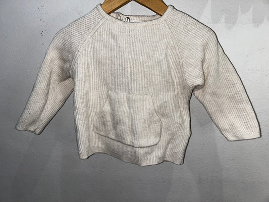 Cream ribbed sweater 6-9m