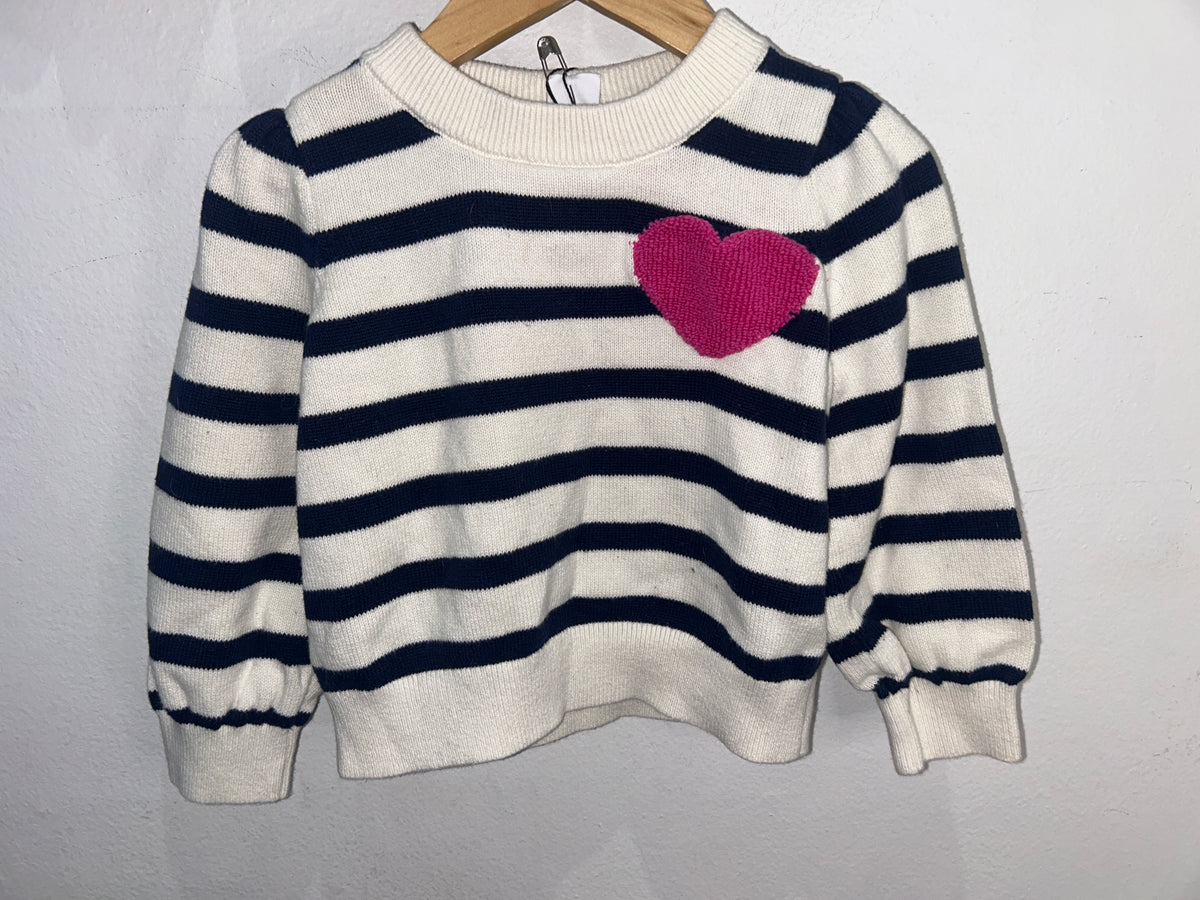 Latch hook heart sweater 2y