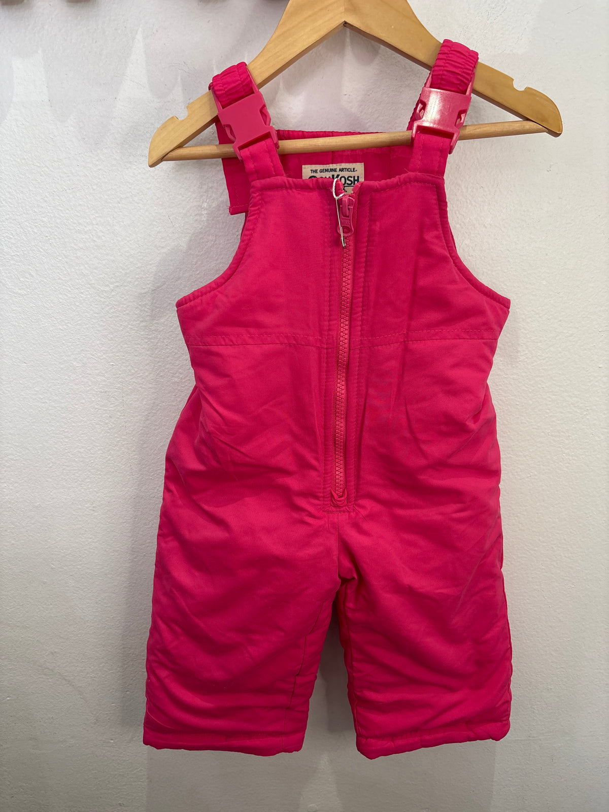 Hot pink bib snowpants 12m
