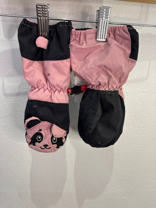 Kombi pink bear mitts 2-3y