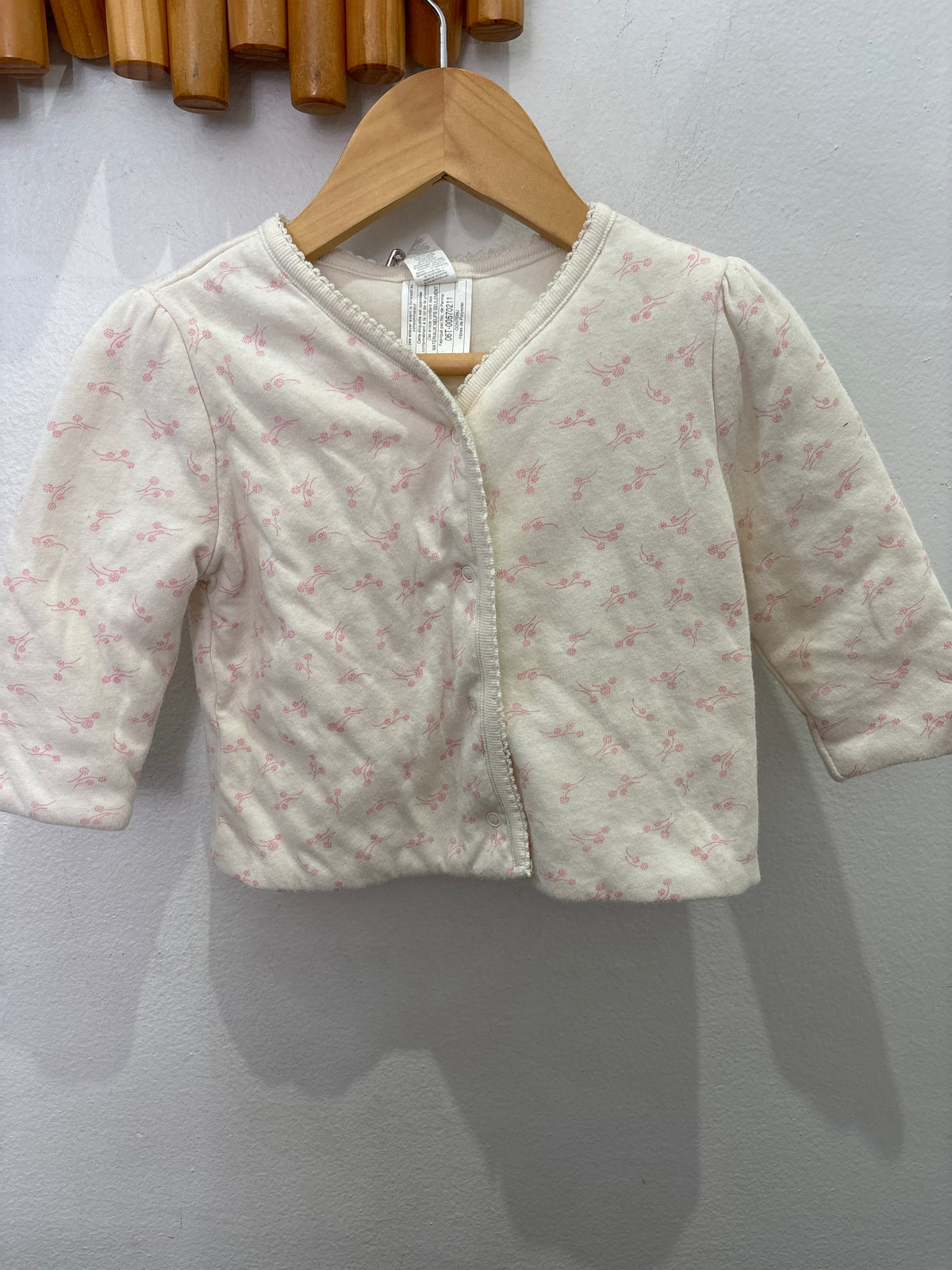 Pink bouquet cotton cardigan 6-12m