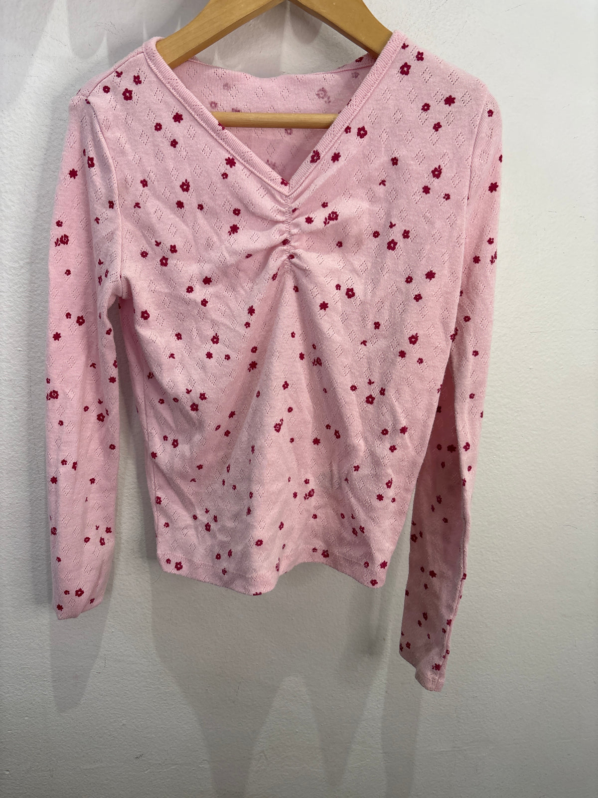 Pink print pointelle longsleeve 7-8y