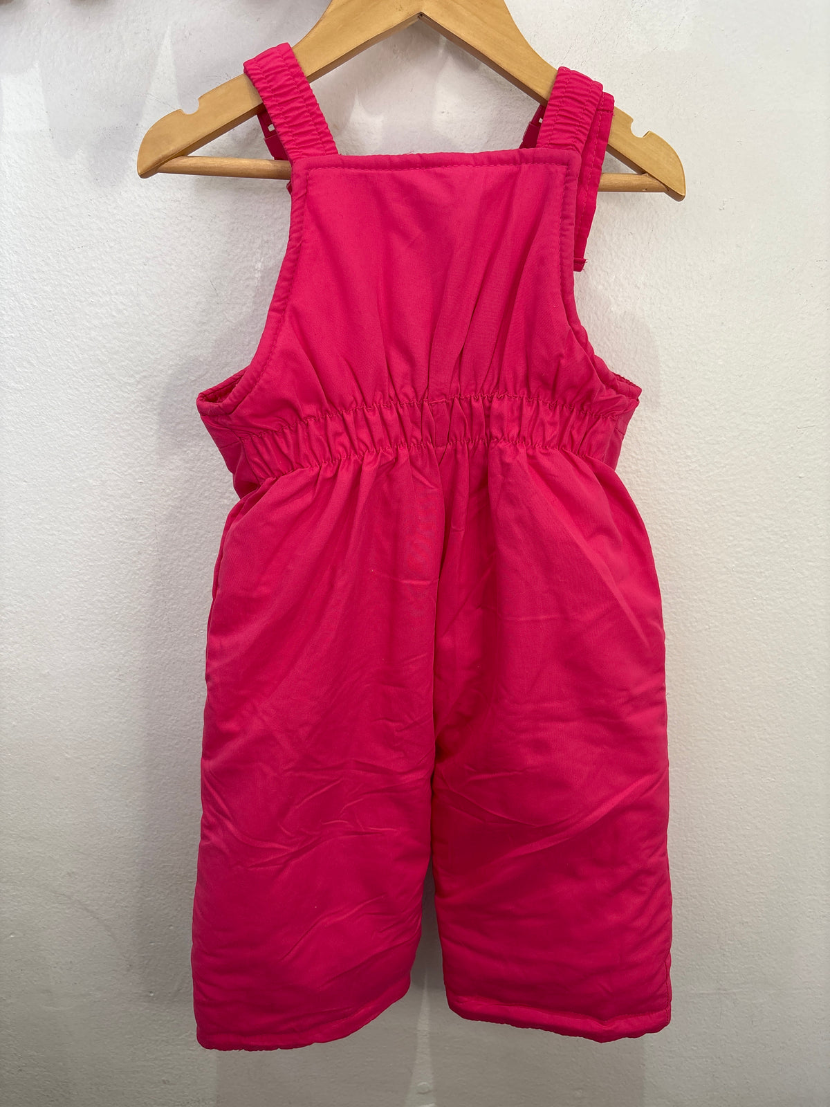Hot pink bib snowpants 12m