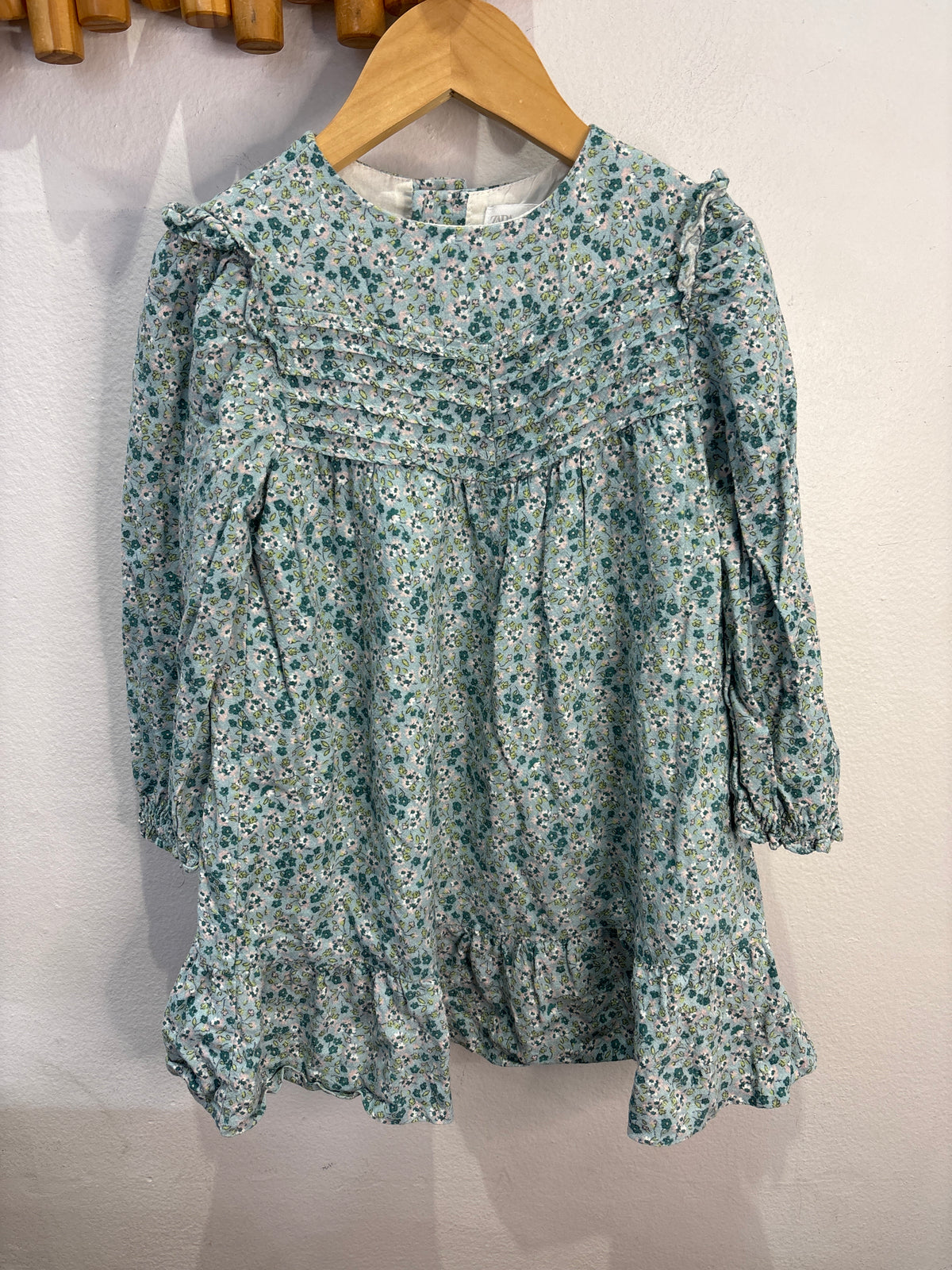 Aqua floral dress 4-5y