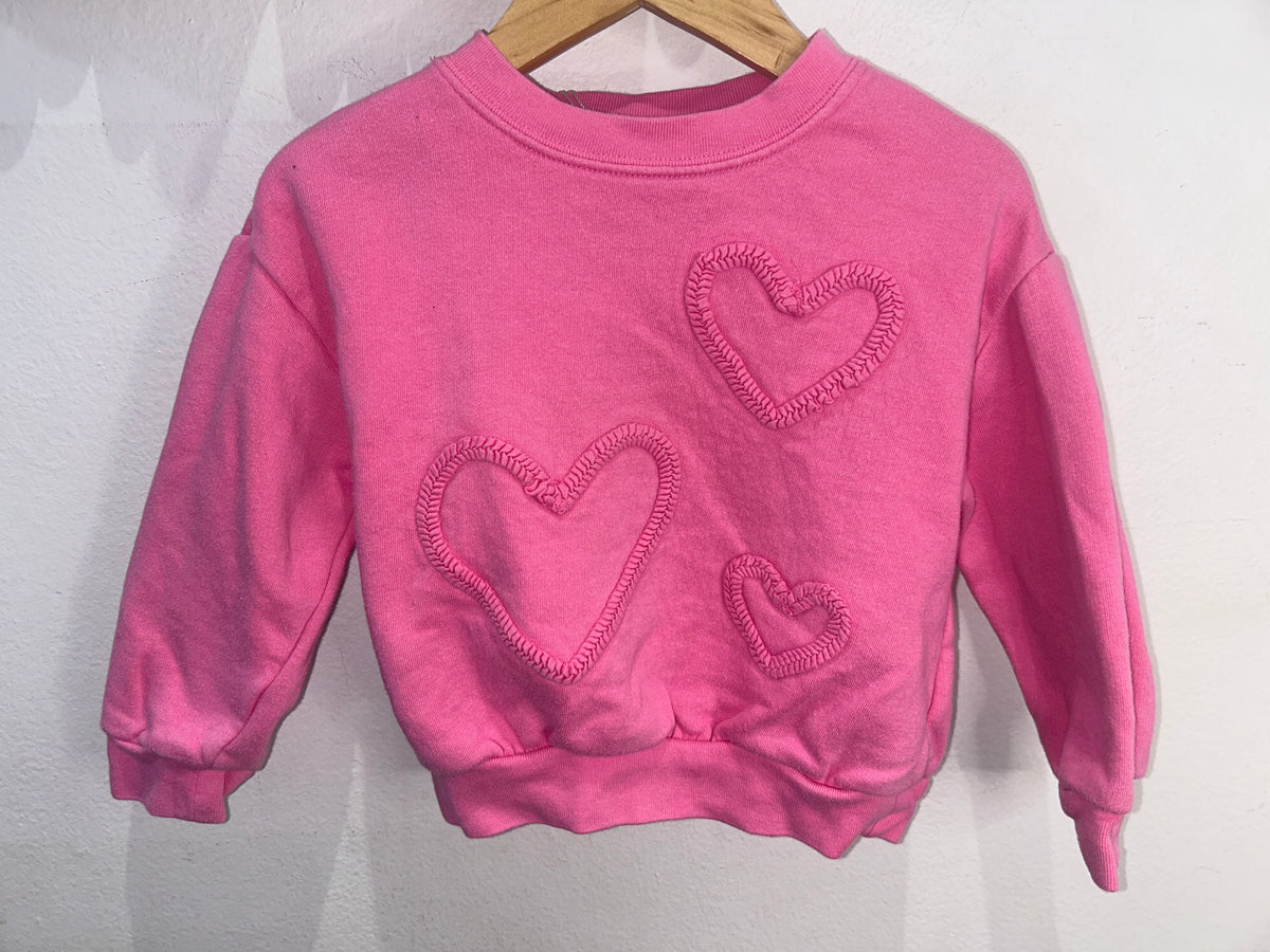 Pink heart detail pullover 2y
